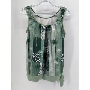 Womens Tropical 2 piece Palm Tree Tankini Swim Green Beach Resort LARGE